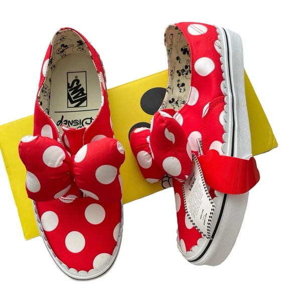 Vans Shoes - Vans Disney x Authentic Gore Minnie's Bow Sneakers Womens 10 Red White NEW